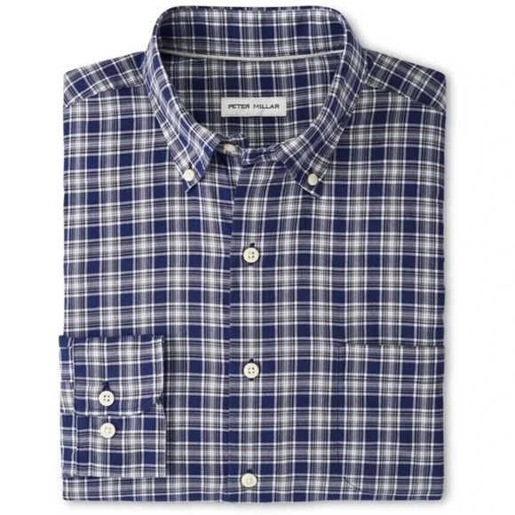 Peter Millar Button Down Long Sleeve Shirt Summer Soft Blue/White Men’s Size XL - Picture 1 of 8
